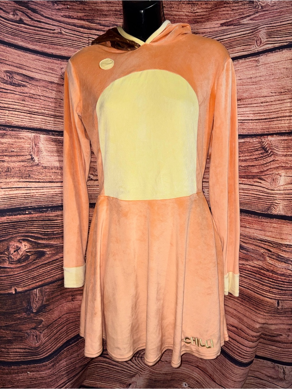 Cozy Orange Hooded Long-Sleeve Adult Chilli Costume from Bluey